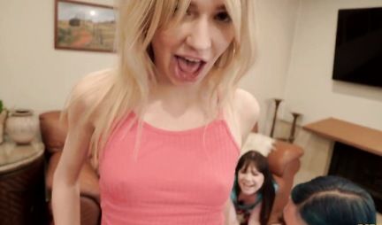 Young girls participate in group sex with one guy