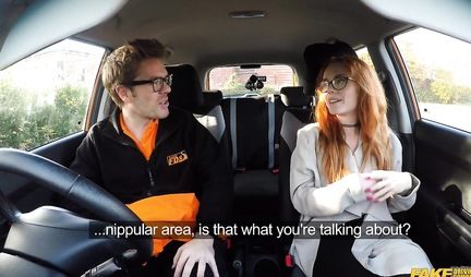 Redhead girl in car Blowjob and jumping on my dick her boyfriend