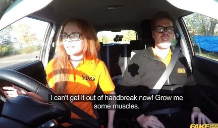 Redhead girl in car Blowjob and jumping on my dick her boyfriend