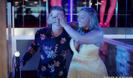 Wife watches how her husband is cheating with a tattooed stripper in stockings