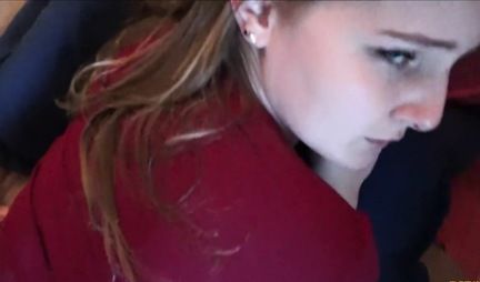 Young girl after sex taking cum on her face and licks her cock