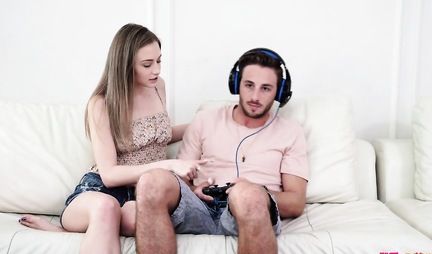 The guy in the bedroom gets from the young sisters group sex