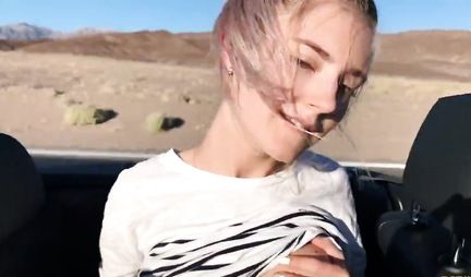 Blonde in the car the audience is ready to do Russian Blowjob and fuck