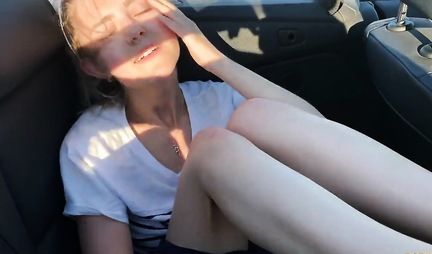 Blonde in the car the audience is ready to do Russian Blowjob and fuck