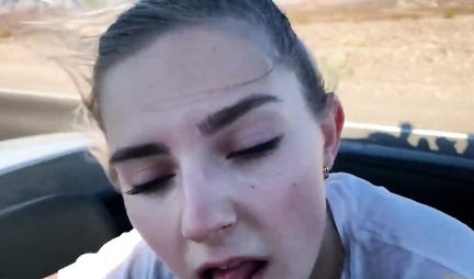 Blonde in the car the audience is ready to do Russian Blowjob and fuck