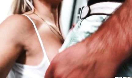 Girlfriend on the phone as blonde Fucks with her stepfather