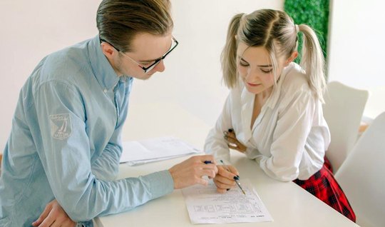 Russian nerd is engaged in the study, then the hard sex w...