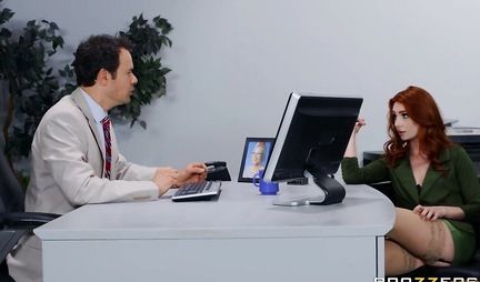 Redhead at the job makes the office beautiful Blowjob and gets fucked in pussy