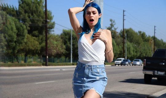 A girl with blue hair did not refuse the spanking in the ...