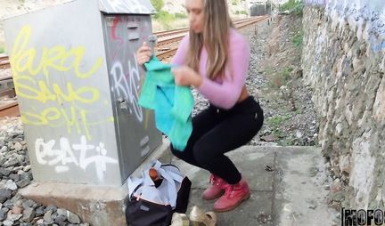 Girl in public shows big Tits and Fucks in first person