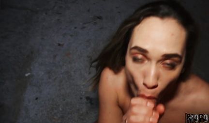 In public, a sweet couple during a pick-up orgasm on camera