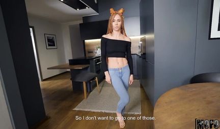 Girl with long legs, the pants come off for homemade anal