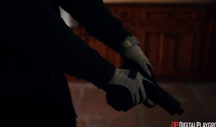 Brunette with a gorgeous ass rides pussy on cock bald boyfriend