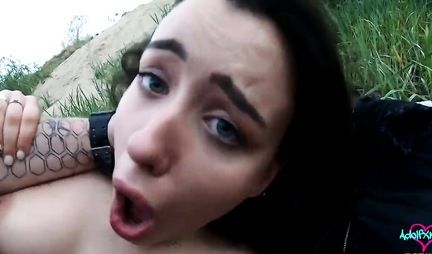 Russian couple on the nature decided to film their sexual antics