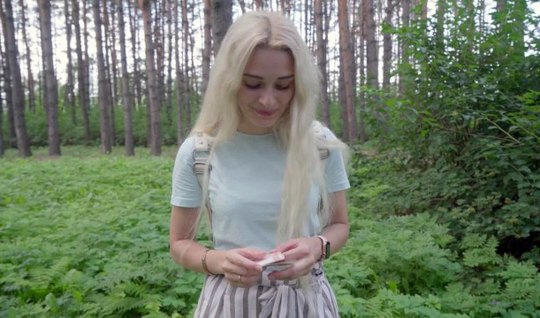 Russian in the forest arranged hot sex with a pickup in f...