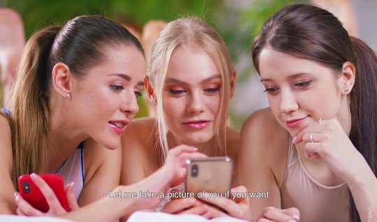 Three Russian lesbians muddy group sex in bed and want to...