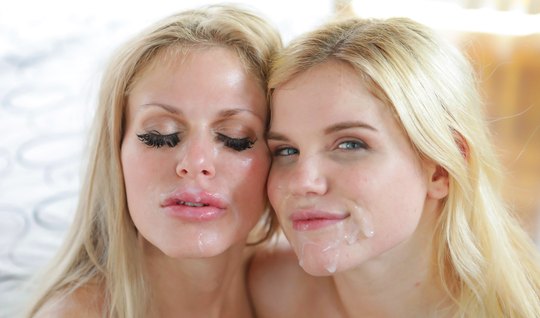 Mom and her daughter gave the brunette group porn with sperm