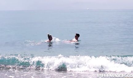 In nature, a busty tourist is comfortable moving on a fat stranger's cock