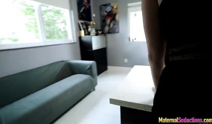 Two mothers seduced the boy and fucked in the first person with him in the living room