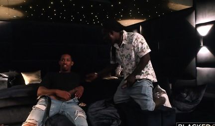 Negroes give anal double penetration to a slender partner and pour cum on her