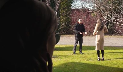 Chick in latex suit jumped on a hefty hose of a muscular dude