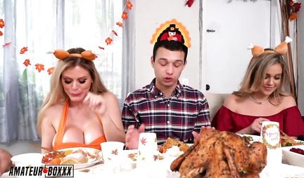 Two mothers gave the boy for his birthday group passionate sex until sperm