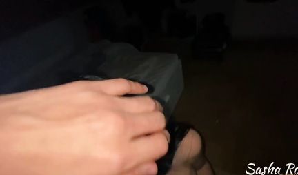 Busty drunk woman after home fucking takes cum on her tummy