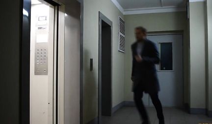 Sweet Russian couple in the elevator doing doggy style sex