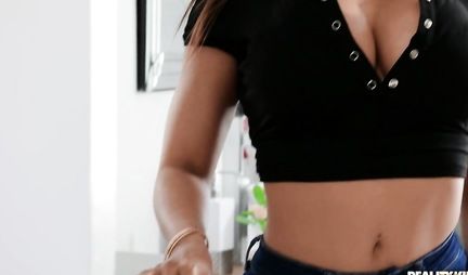 Brunette mom with big tits moans during sex with her stepson