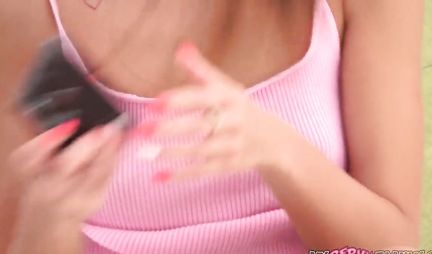 Asian substitutes juicy pussy for shooting homemade porn with a man