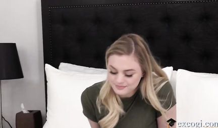 A young blonde at the casting showed the ability to suck dick and fuck on the bed