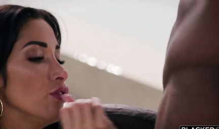 Brunette with big tits do not mind to have sex with a black man and take his cum