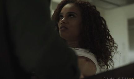 Mulatto in stockings enjoys sex with guys and fucks until she cums