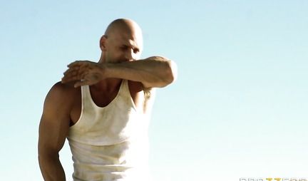 Beauty with big tits pulled down her panties for a whipping with a bald dude