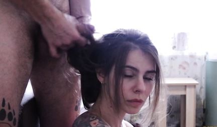 The guy grabbed his dick with his fingers and shoots a home handjob right on the video camera