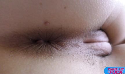 Young sleeping beauty gets double penetration from men early in the morning