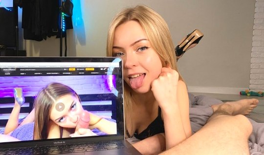 Horny Russian couple of students filming a blowjob on cam...