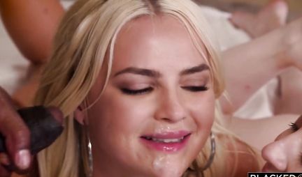 Redhead and blonde picked up two blacks for a beautiful group sex