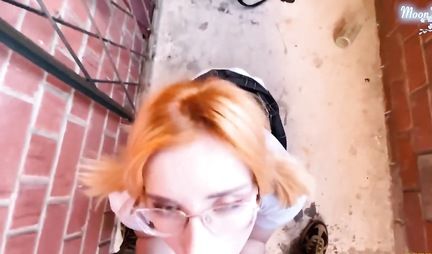 Russian young and redhead stepdaughter cums while having sex with her stepfather