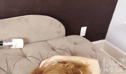 Red-haired sleeping mother opened her eyes and wanted to cum from a gentle vaginal