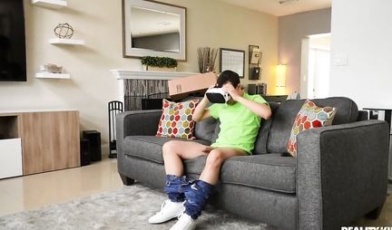 The blonde seduced the guy to cheat on her girlfriend and jumps on his dick