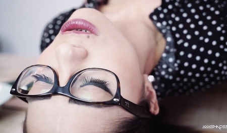 Guy indulges thin landlady in black stockings