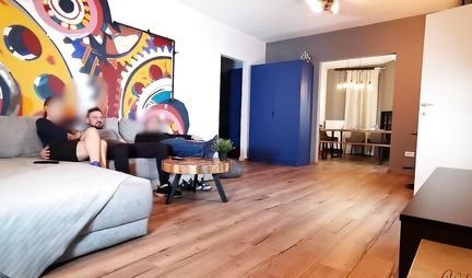 Wife after dinner spreads her legs in front of her neighbor and cheats on her husband at home