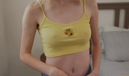 Young blonde after spanking on the ass rides a pussy on a guys dick