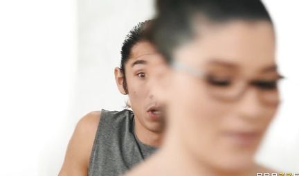 Tattooed girl with big tits rides young boys cock