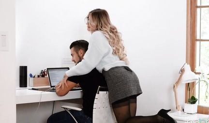 A girl in stockings gets a real gentle pleasure from a man