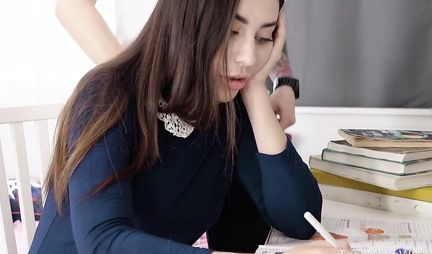 Young Russian student gives blowjob and spreads her legs for sex