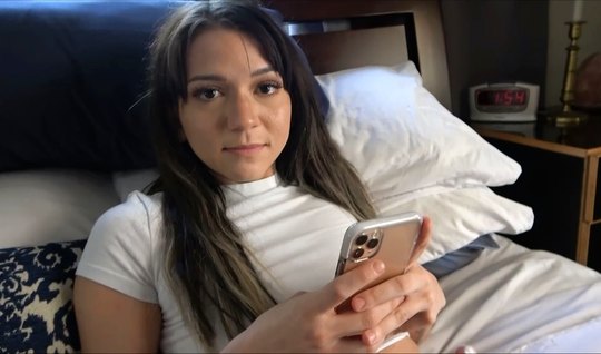 A young brunette during home porn substitutes her pussy f...