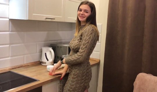 Russian girl lowered a dress for homemade porn on camera ...