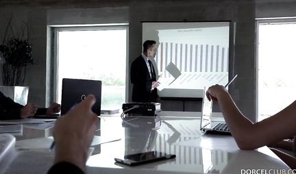 Secretary substitutes juicy crotch for spanking with a guy in a suit